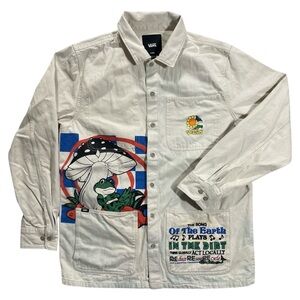 Vans Cream Embroidered Graphic Men's Button Down Shirt Men’s Large
